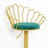 Bar Stool Bar Height Bar Stool with Backrest Velvet Upholstery Set of 2 in Gold Finish