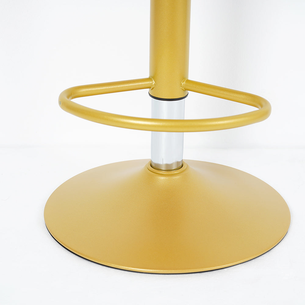 Bar Stool Bar Height Bar Stool with Backrest Velvet Upholstery Set of 2 in Gold Finish