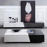 White & Black Stone TV Stand with Drawer Media Console-Richsoul-Furniture,Living Room Furniture,TV Stands