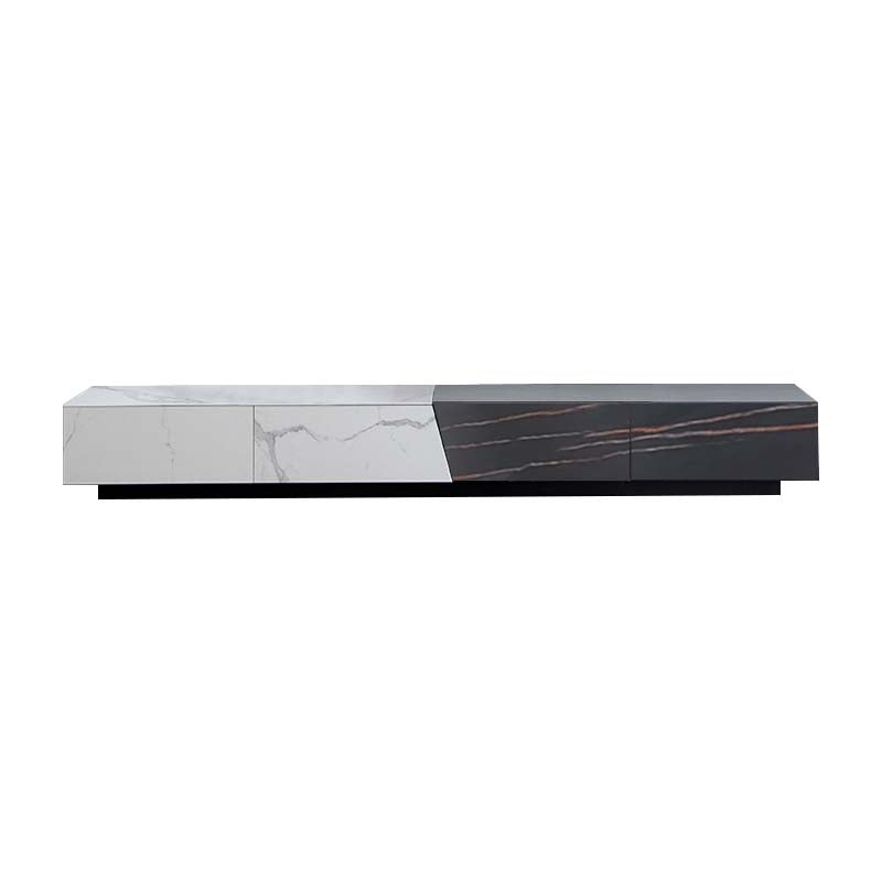 White & Black Stone TV Stand with Drawer Media Console-Richsoul-Furniture,Living Room Furniture,TV Stands