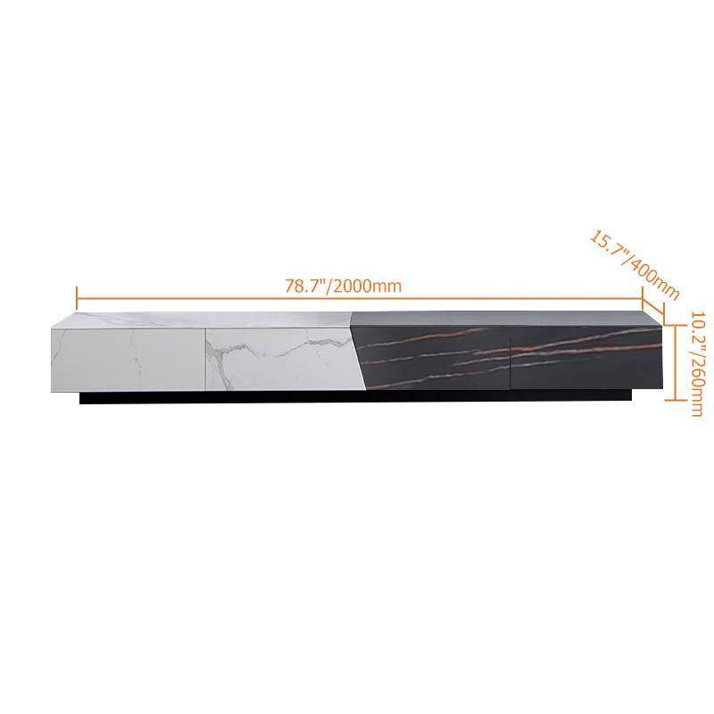 White & Black Stone TV Stand with Drawer Media Console-Richsoul-Furniture,Living Room Furniture,TV Stands