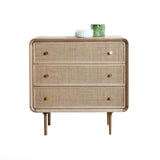 Nordic Natural Cabinet 3-Drawer Chest Rattan Woven in Gold-Richsoul-Cabinets & Chests,Furniture,Living Room Furniture