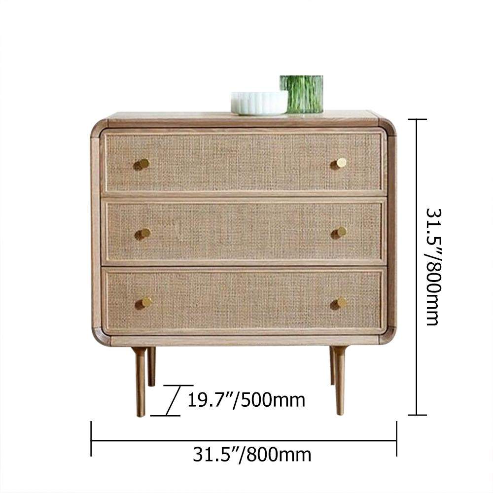 Nordic Natural Cabinet 3-Drawer Chest Rattan Woven in Gold-Richsoul-Cabinets & Chests,Furniture,Living Room Furniture