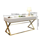 55" White Office Desk with Drawer Rectangular Modern Computer Desk-Desks,Furniture,Office Furniture