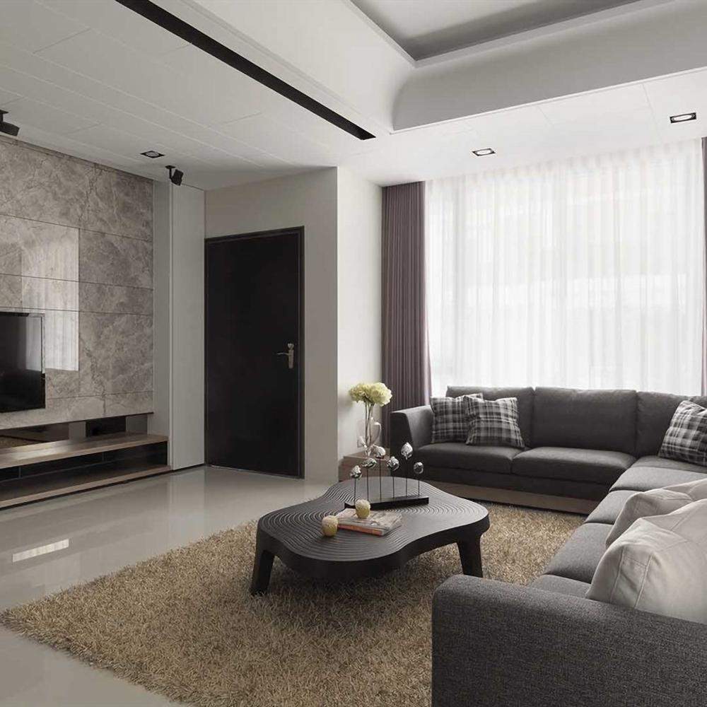 47.2" Black Coffee Table Modern Irregular Accent Table-Richsoul-Coffee Tables,Furniture,Living Room Furniture