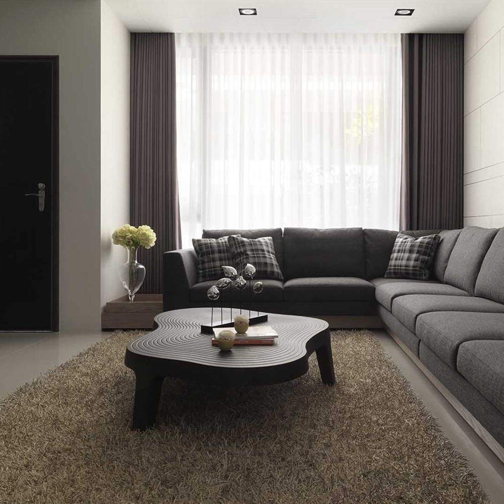 47.2" Black Coffee Table Modern Irregular Accent Table-Richsoul-Coffee Tables,Furniture,Living Room Furniture