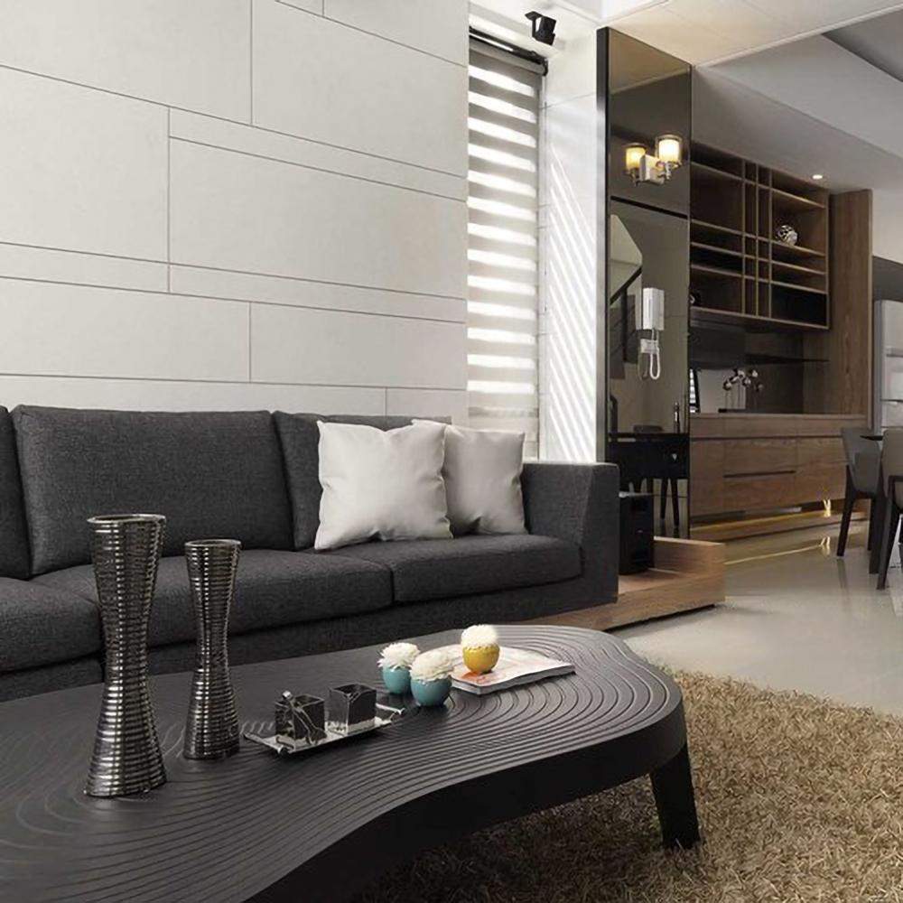 47.2" Black Coffee Table Modern Irregular Accent Table-Richsoul-Coffee Tables,Furniture,Living Room Furniture