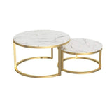 Nordic Round Coffee Table Gold Metal & White Marble Accent Table with Set of 2-Wehomz-Coffee Tables,Furniture,Living Room Furniture
