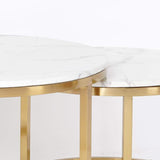 Nordic Round Coffee Table Gold Metal & White Marble Accent Table with Set of 2-Wehomz-Coffee Tables,Furniture,Living Room Furniture