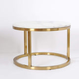 Nordic Round Coffee Table Gold Metal & White Marble Accent Table with Set of 2-Wehomz-Coffee Tables,Furniture,Living Room Furniture