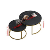 Nordic Round Coffee Table Gold Metal & White Marble Accent Table with Set of 2-Wehomz-Coffee Tables,Furniture,Living Room Furniture