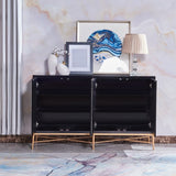 59" Modern Sideboard Buffet White Natural Shell Surface with Doors & Drawers & Shelves