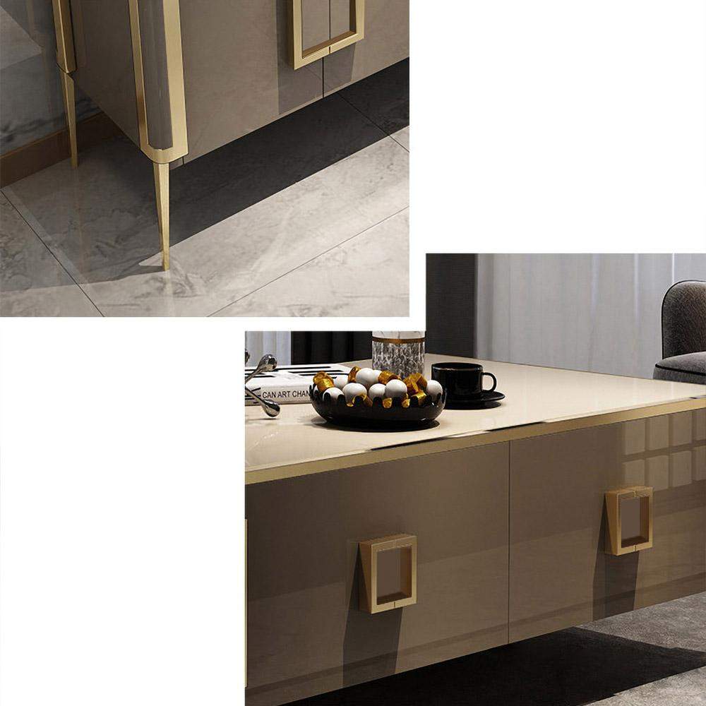 Modern Rectangular Coffee Table with Drawers with Tempered Glass Tabletop-Richsoul-Coffee Tables,Furniture,Living Room Furniture