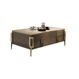 Modern Rectangular Coffee Table with Drawers with Tempered Glass Tabletop-Richsoul-Coffee Tables,Furniture,Living Room Furniture