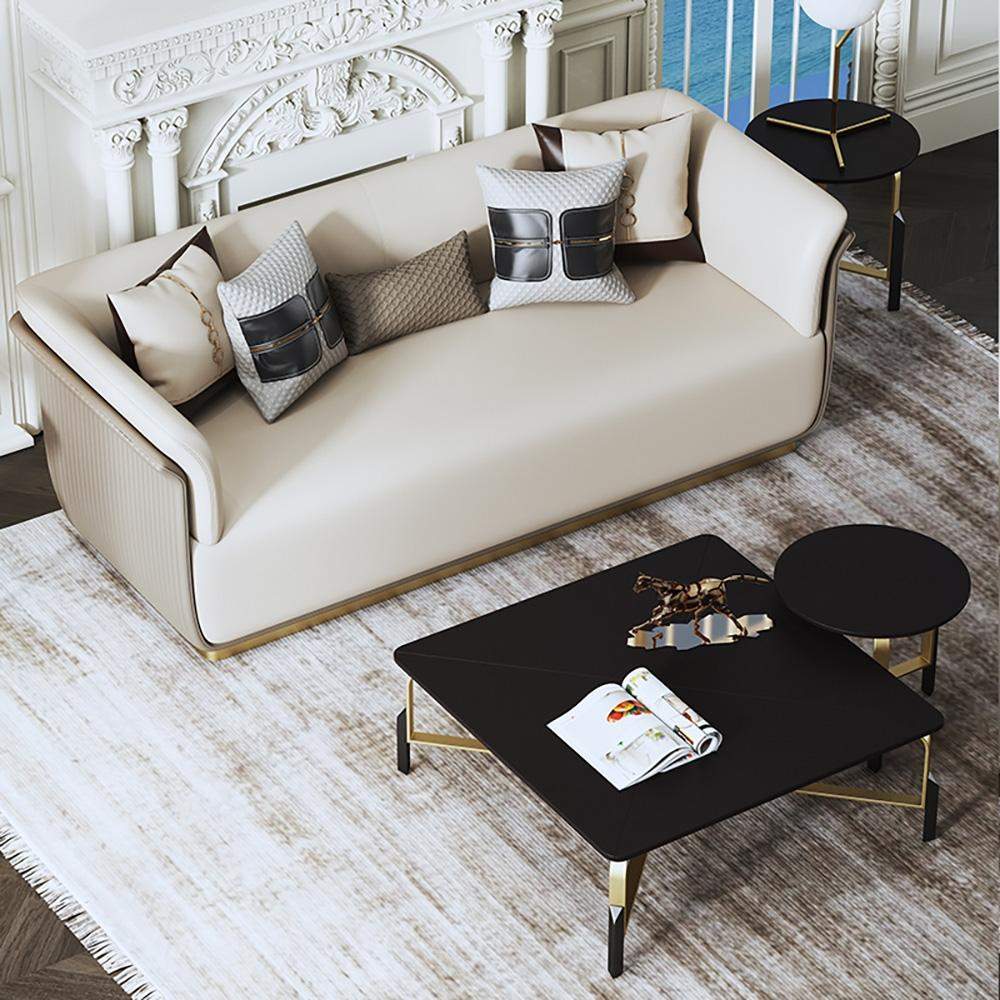 82.7" Modern Beige Microfiber Leather Upholstered Sofa 3-Seater Sofa Luxury Sofa-Richsoul-Furniture,Living Room Furniture,Sofas & Loveseats