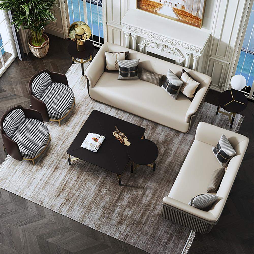 82.7" Modern Beige Microfiber Leather Upholstered Sofa 3-Seater Sofa Luxury Sofa-Richsoul-Furniture,Living Room Furniture,Sofas & Loveseats