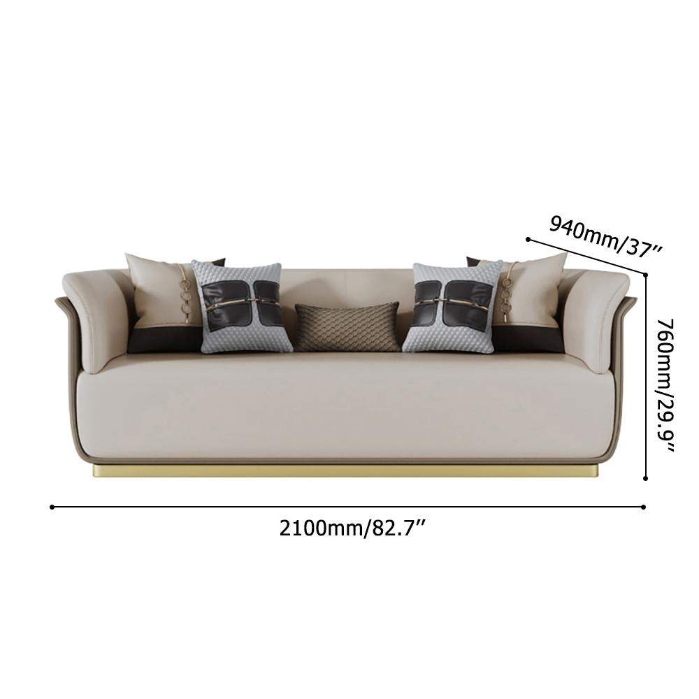 82.7" Modern Beige Microfiber Leather Upholstered Sofa 3-Seater Sofa Luxury Sofa-Richsoul-Furniture,Living Room Furniture,Sofas & Loveseats