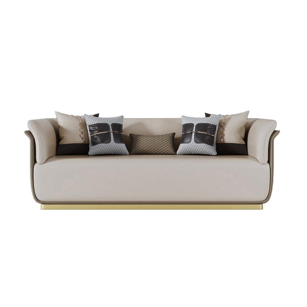 82.7" Modern Beige Microfiber Leather Upholstered Sofa 3-Seater Sofa Luxury Sofa-Richsoul-Furniture,Living Room Furniture,Sofas & Loveseats