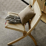 Rustic Foldable Recliner Chair Ash Wood Woven Hemp Rope Back & Seat in Natural-Richsoul-Chairs & Recliners,Furniture,Living Room Furniture