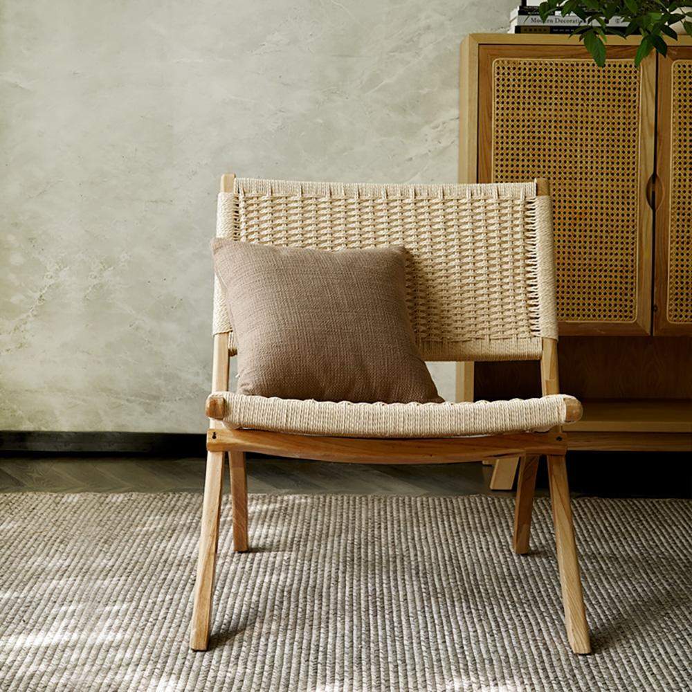 Rustic Foldable Recliner Chair Ash Wood Woven Hemp Rope Back & Seat in Natural-Richsoul-Chairs & Recliners,Furniture,Living Room Furniture