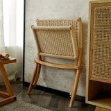 Rustic Foldable Recliner Chair Ash Wood Woven Hemp Rope Back & Seat in Natural-Richsoul-Chairs & Recliners,Furniture,Living Room Furniture