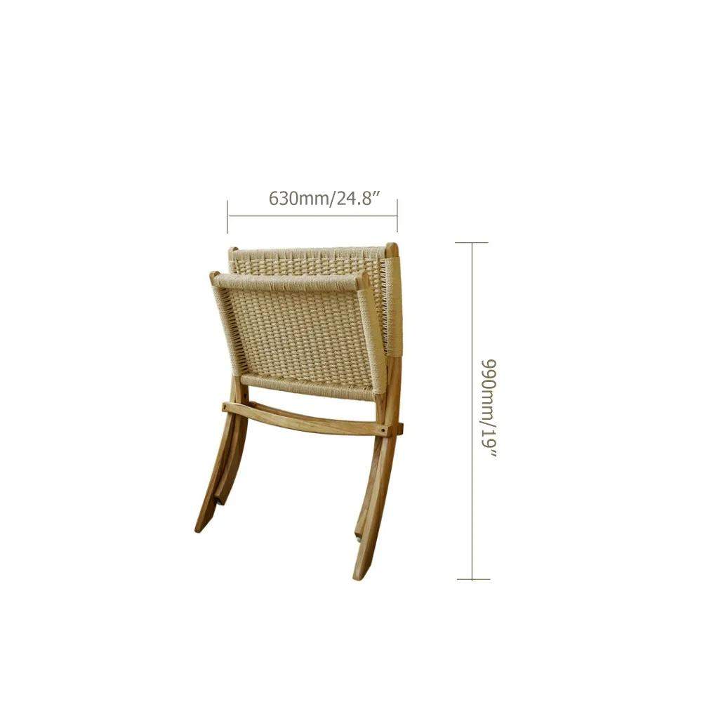 Rustic Foldable Recliner Chair Ash Wood Woven Hemp Rope Back & Seat in Natural-Richsoul-Chairs & Recliners,Furniture,Living Room Furniture