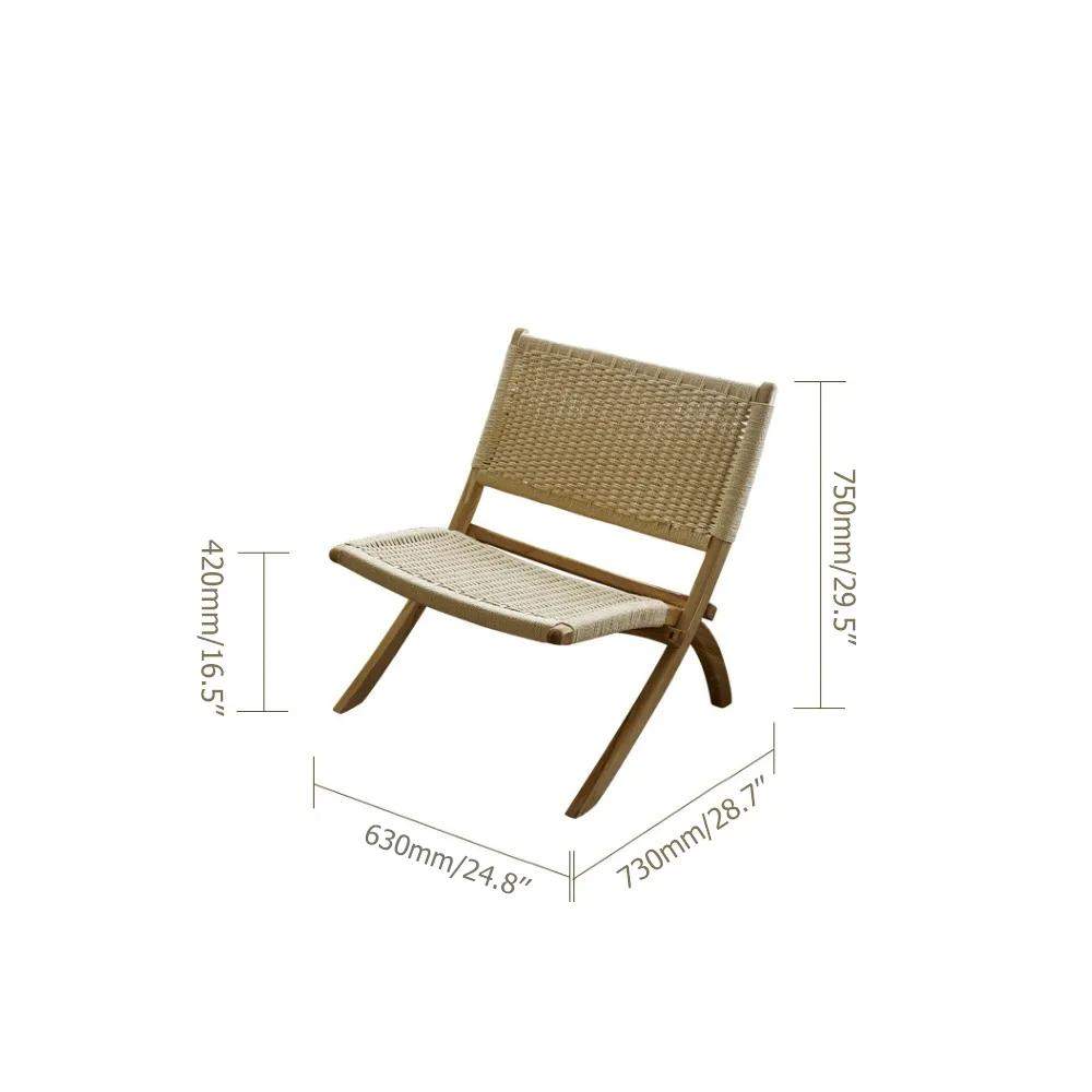 Rustic Foldable Recliner Chair Ash Wood Woven Hemp Rope Back & Seat in Natural-Richsoul-Chairs & Recliners,Furniture,Living Room Furniture