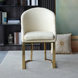 Off White Faux Leather Upholstered Dining Chair Gold Frame Set of 2