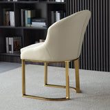 Off White Faux Leather Upholstered Dining Chair Gold Frame Set of 2
