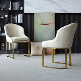 Off White Faux Leather Upholstered Dining Chair Gold Frame Set of 2