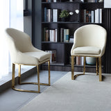 Off White Faux Leather Upholstered Dining Chair Gold Frame Set of 2