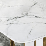 Functional Folding White Dining Table 63" with Storage Gold Frame