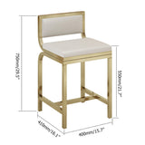 29.5" Bar Stool with Backrest White PU Leather Upholstery Set of 2