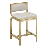 29.5" Bar Stool with Backrest White PU Leather Upholstery Set of 2