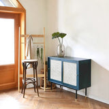 Green Rattan Sideboard Buffet with Storage 2-Door Accent Cabinet