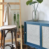 Green Rattan Sideboard Buffet with Storage 2-Door Accent Cabinet