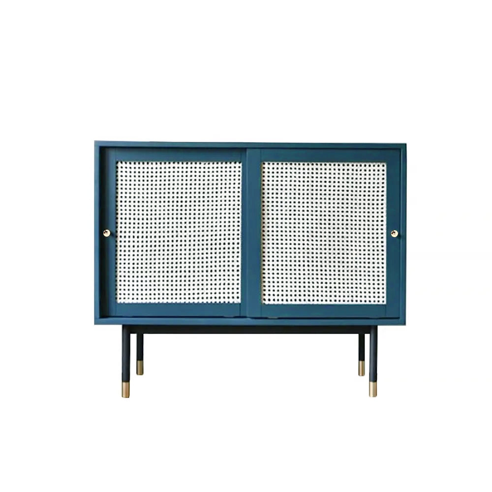 Green Rattan Sideboard Buffet with Storage 2-Door Accent Cabinet