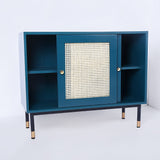 Green Rattan Sideboard Buffet with Storage 2-Door Accent Cabinet