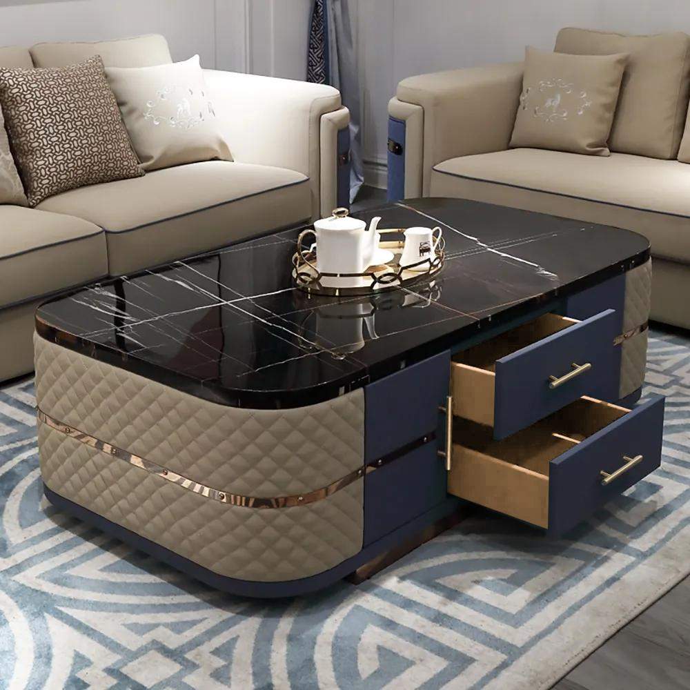 Modern Marble Coffee Table with Storage in Black-Richsoul-Coffee Tables,Furniture,Living Room Furniture