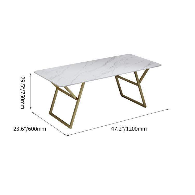 Modern White Desk with Marble Top & Gold Metal Frame-Desks,Furniture,Office Furniture