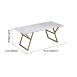 Modern White Desk with Marble Top & Gold Metal Frame-Desks,Furniture,Office Furniture