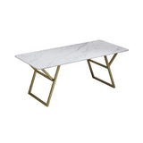 Modern White Desk with Marble Top & Gold Metal Frame-Desks,Furniture,Office Furniture