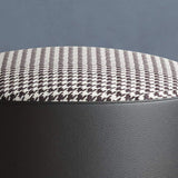 Black Faux Leather Houndstooth Linen Ottoman Upholstered Ottoman Footrest in Gold-Richsoul-Furniture,Living Room Furniture,Ottomans & Benches