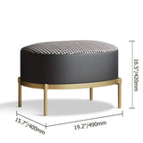 Black Faux Leather Houndstooth Linen Ottoman Upholstered Ottoman Footrest in Gold-Richsoul-Furniture,Living Room Furniture,Ottomans & Benches