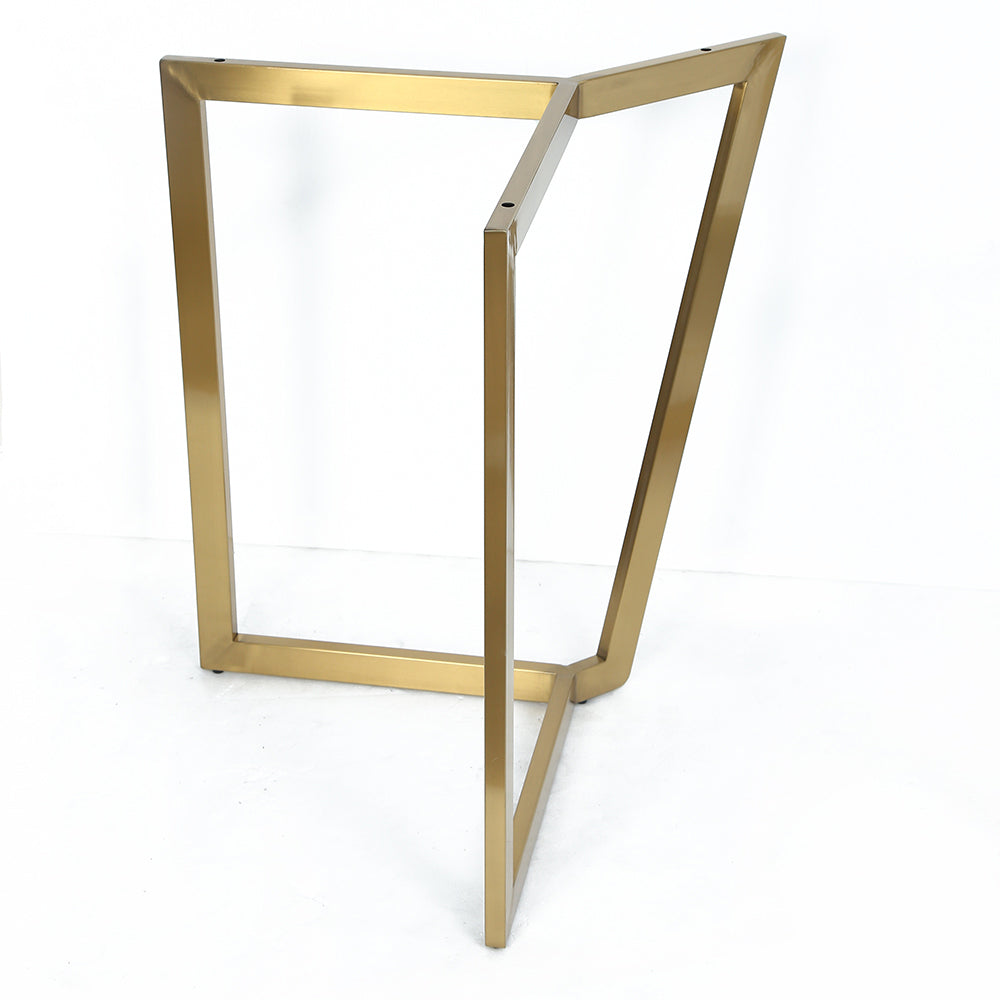 63" Rectangle Modern White Faux Marble Dining Table with Double Pedestal in Gold