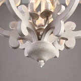 French 6-Light Candle-Style Chandelier Weathered Wood & Iron in Distressed White