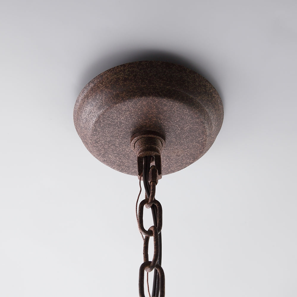 French 6-Light Candle-Style Chandelier Weathered Wood & Iron in Distressed White