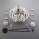 French 6-Light Candle-Style Chandelier Weathered Wood & Iron in Distressed White