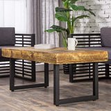 Vintage Industrial Coffee Table Rectangular Distressed Wood Accent Table Metal in Black Finish-Richsoul-Coffee Tables,Furniture,Living Room Furniture