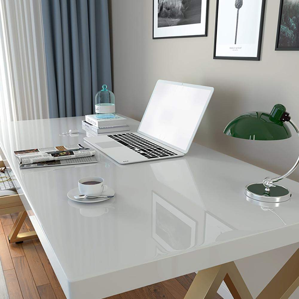 Modern White Writing Desk in Solid Wood & Metal Home Office Desk-Desks,Furniture,Office Furniture